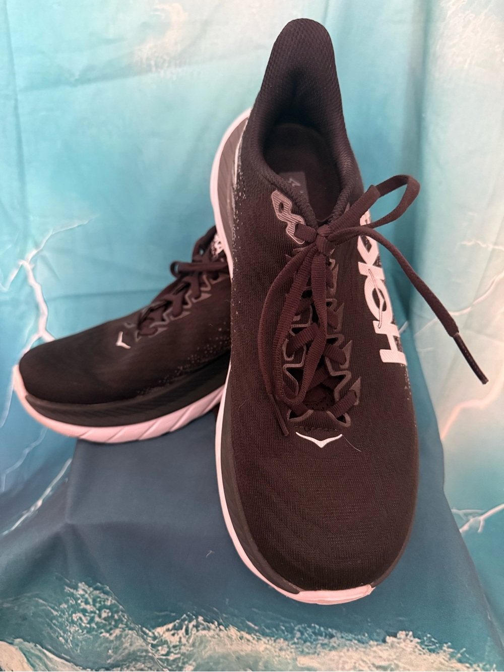 Hoka Women's Black Athletic Running Sneakers with White Accents